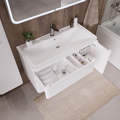 Grossman Мебель для ванной Адель 90 подвесная белая – фотография-7